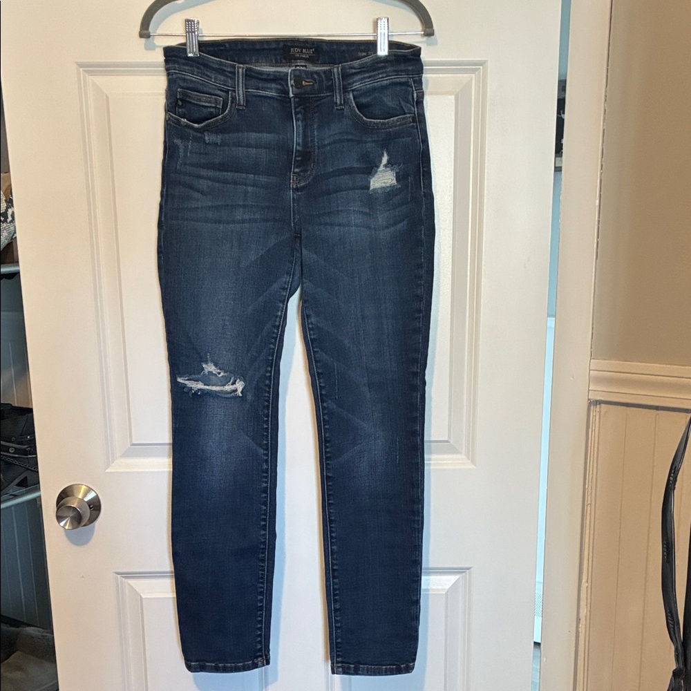 Judy Blue Dark Wash Distressed Skinny Jeans